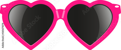 Heart shaped pink glamour sunglasses vector cartoon