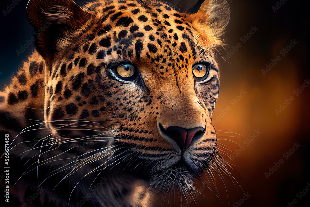 Fototapeta premium Leopard portrait. Generative AI