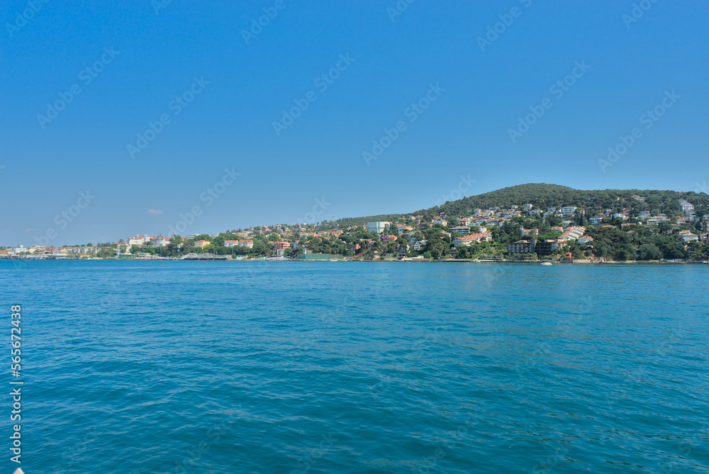 View from the Sea of Marmara to the island cities and ports of Turkey