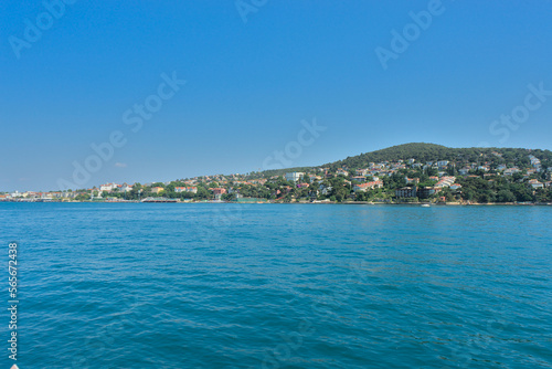View from the Sea of Marmara to the island cities and ports of Turkey