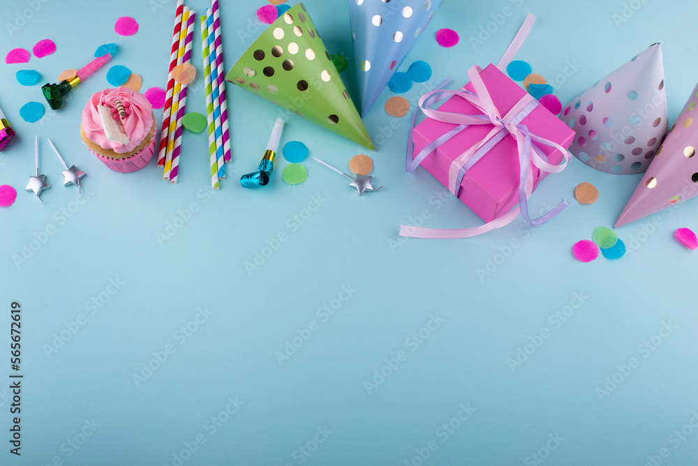 Birthday party concept with cupcake