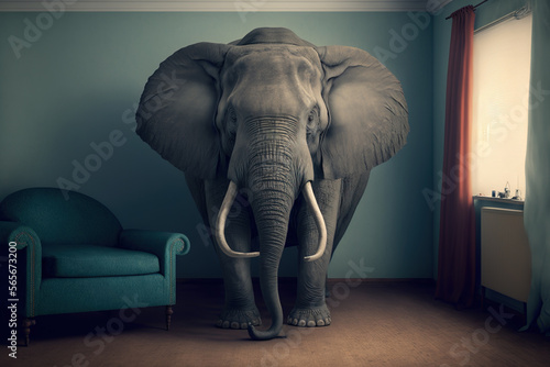 the elephant in the room concept. Generative AI illustration