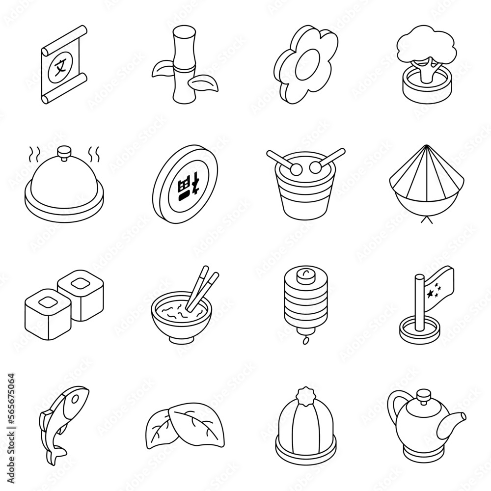 Pack of Chinese New Year Celebration Linear Icons


