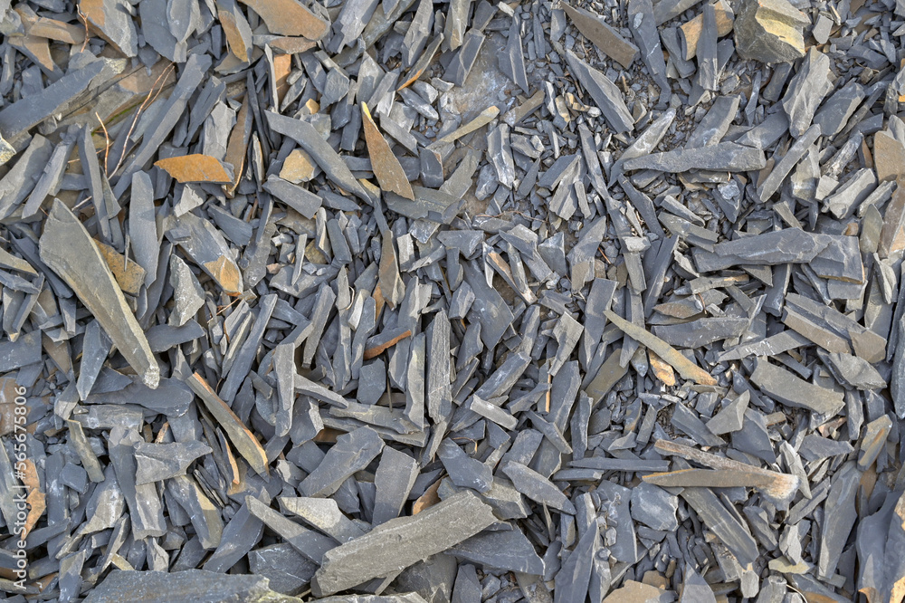 Close up view of shards of slate on the side of a mountain Close up view of shards of slate on the side of a mountain