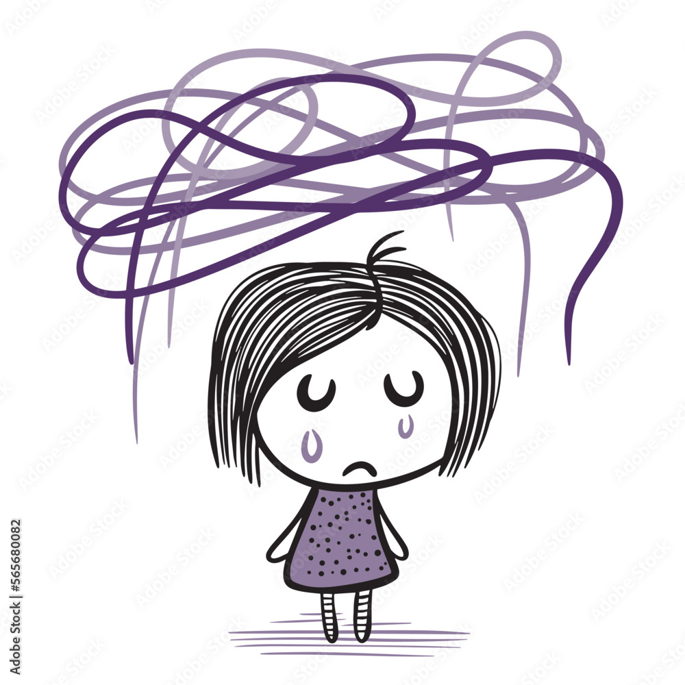 Children’s Mental Disorders vector illustration. A child with mental health problems.
