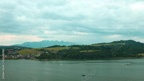 Wallpaper Mural Beautiful landscape of Czorsztyn lake and Pieniny mountains. Poland. High quality FullHD footage Torontodigital.ca