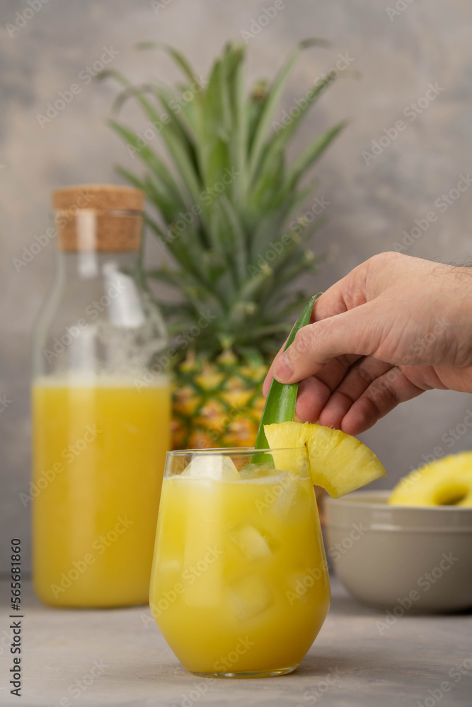 Fototapeta premium Rum cocktail with pineapple puree and coconut