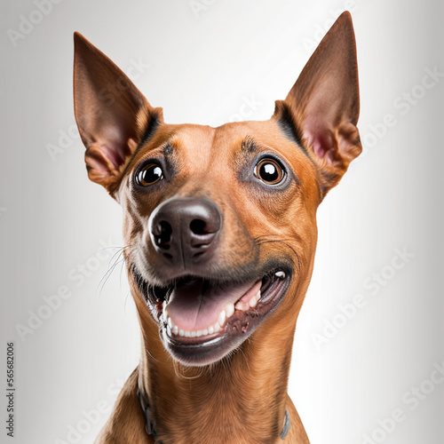portrait, of a true smile, of a beautiful Pinscher, in white background © Marcio