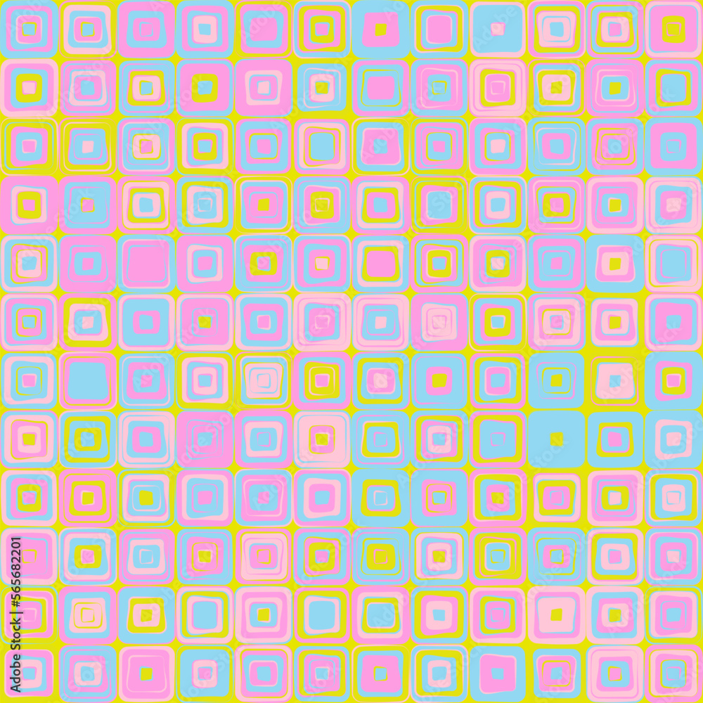 Repeating pattern of bright neon squares.