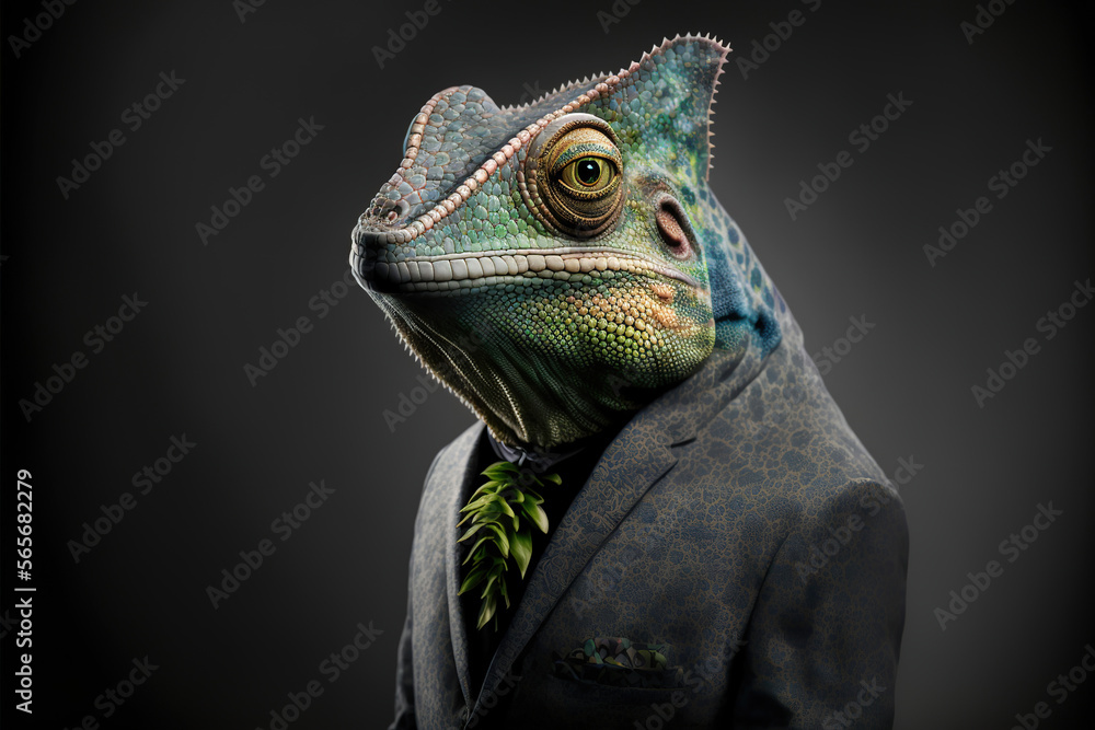 portrait of a cameleon in a business suit, generative ai portrait of a cameleon in a business suit, generative ai
