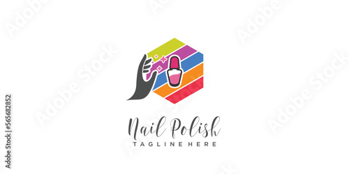 Nail polish logo with creative design unique element icon vector illustration Free Download Nail polish logo with creative design unique element icon vector illustration - GFXLoad