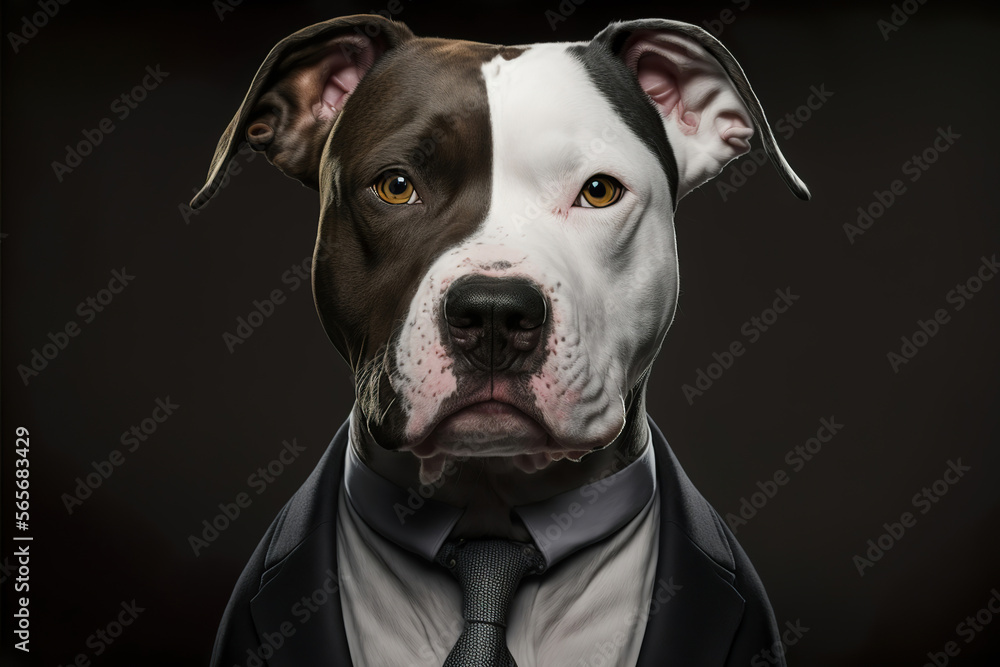portrait of a dog  in a business suit, generative ai