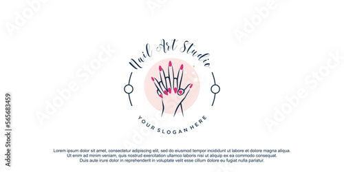 Nail polish logo with creative design unique element icon vector illustration
