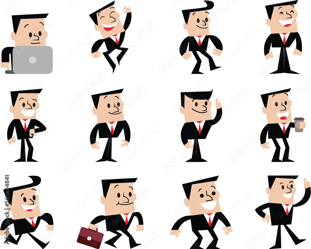 Set of the business working man, Office worker set, Cartoon businessman business professional man vector illustrator Set of the business working man, Office worker set, Cartoon businessman business professional man vector illustrator