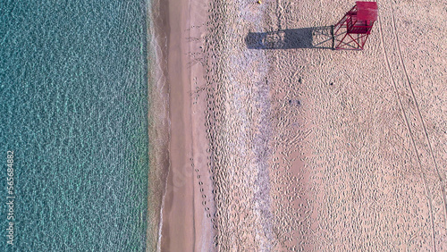 lifeguard tower in Potamos Beach at Malia, Crete photo