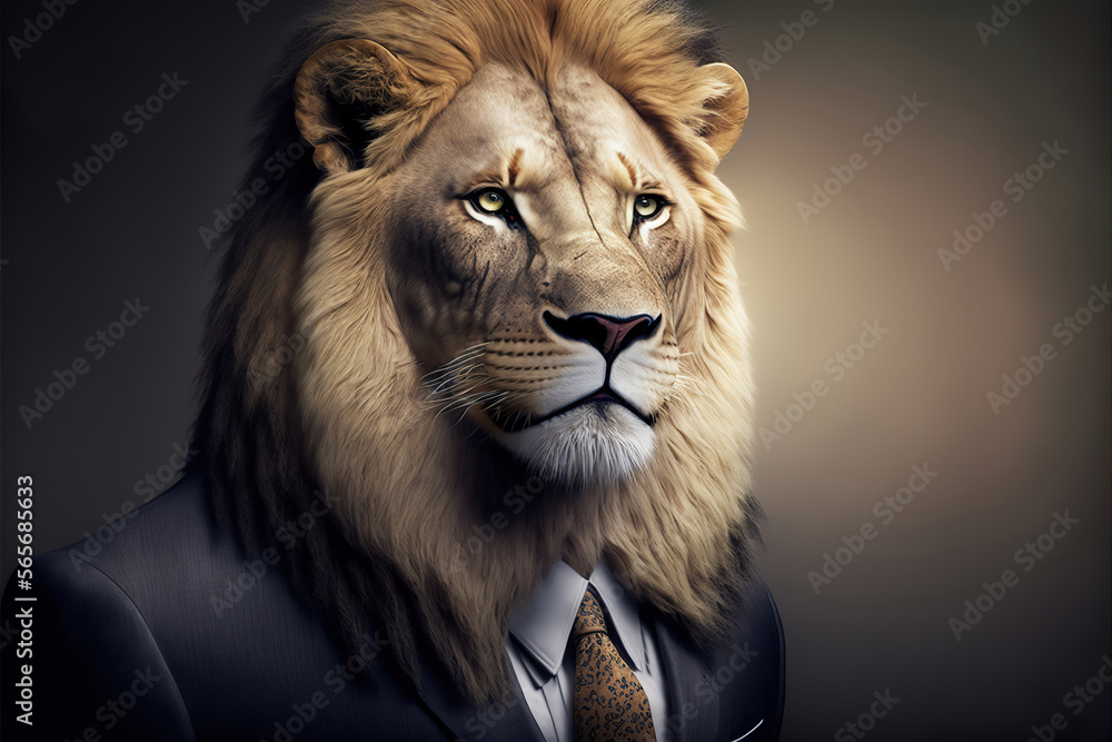 portrait of a lion in a business suit, generative ai portrait of a lion in a business suit, generative ai