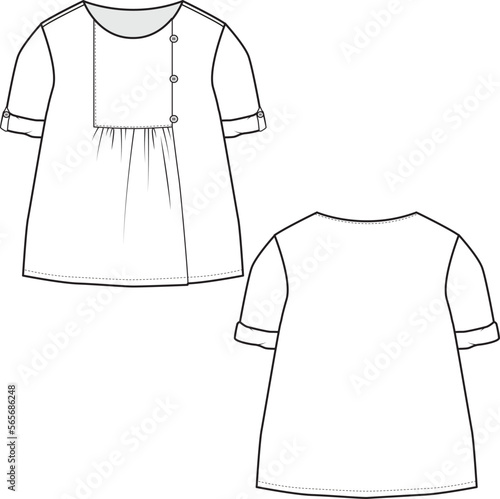 KID GIRLS NEW BORN WEAR  DRESS FASHION FLAT DESIGN VECTOR