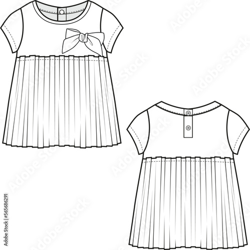 KID GIRLS NEW BORN WEAR  DRESS FASHION FLAT DESIGN VECTOR