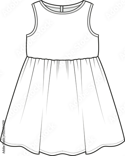 KID GIRLS NEW BORN WEAR  DRESS FASHION FLAT DESIGN VECTOR