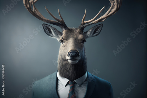 portrait of a deer  in a business suit, generative ai © Gbor