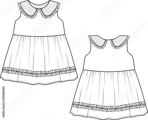 KID GIRLS NEW BORN WEAR  DRESS FASHION FLAT DESIGN VECTOR