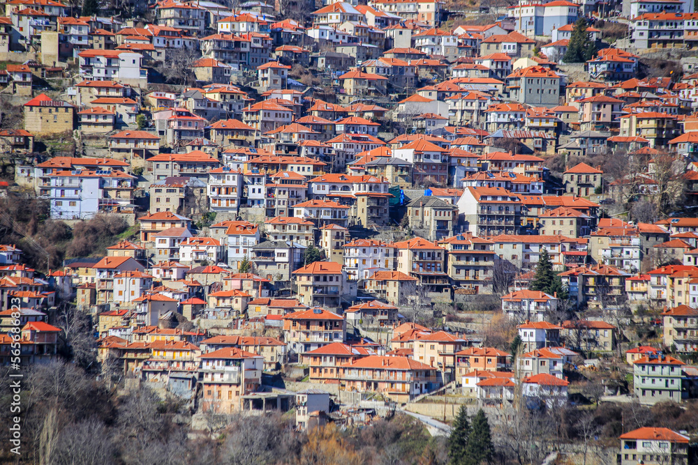 metsovo city greece houses homes in tourist restort on mountain pindos
