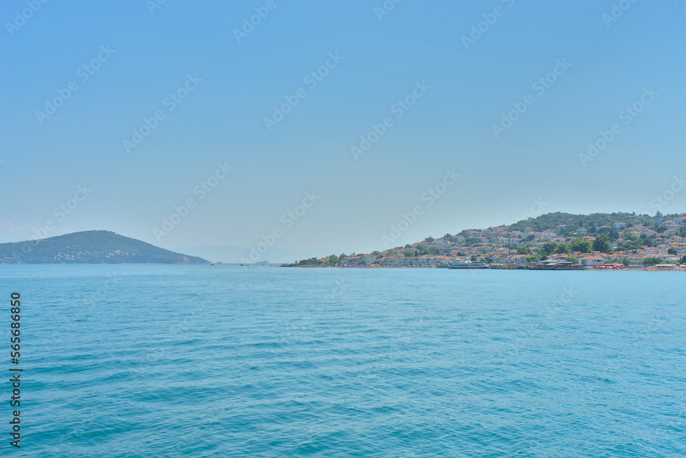 View from the Sea of Marmara to the island cities and ports of Turkey