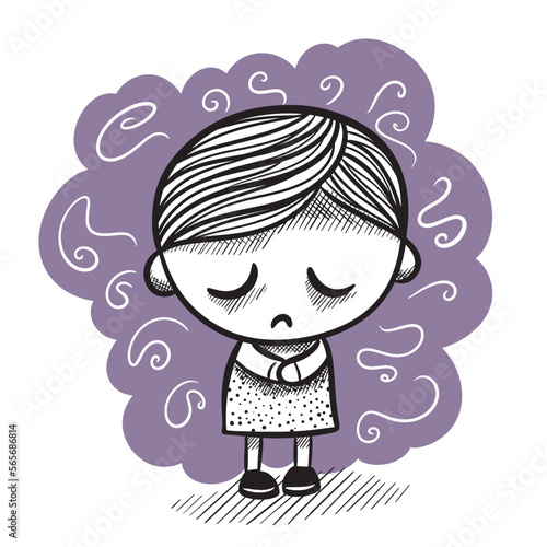 Children’s Mental Disorders vector illustration. A child with mental health problems. 