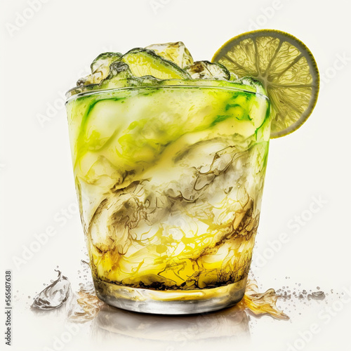 cocktail with lime and ice