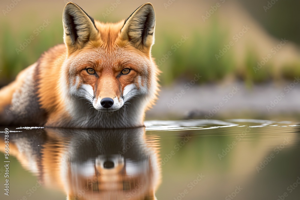 Fototapeta premium Fox Stock Photo, Wildlife Photography. Generative Ai