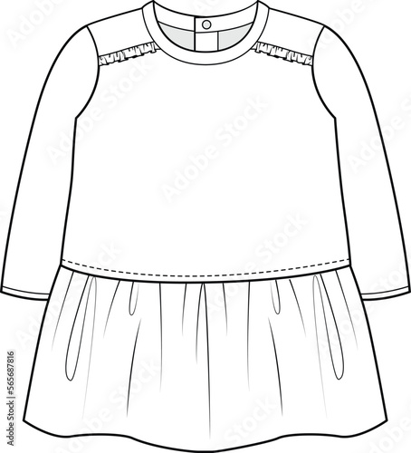 KID GIRLS NEW BORN WEAR  DRESS FASHION FLAT DESIGN VECTOR