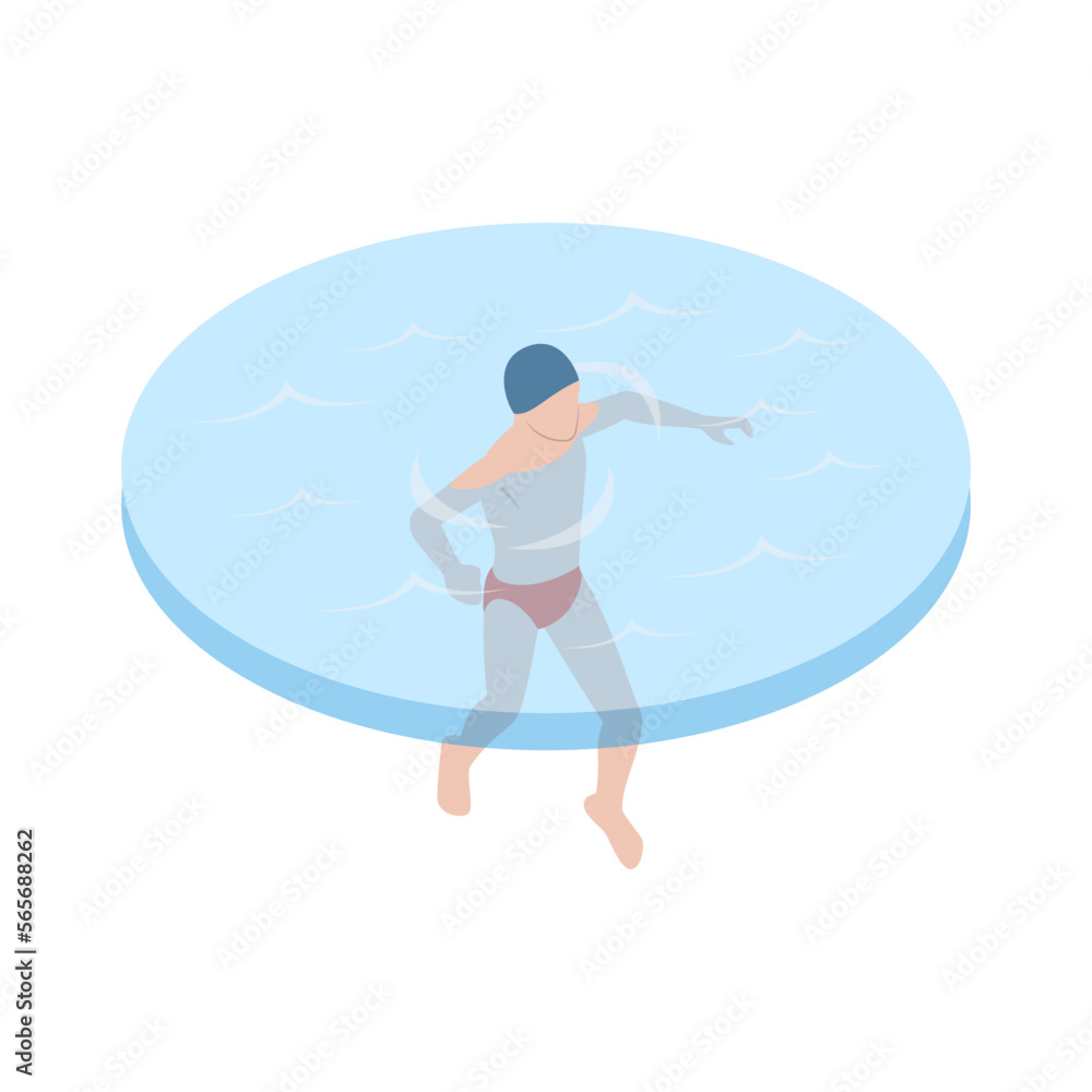 Swimming Guy Isometric Composition