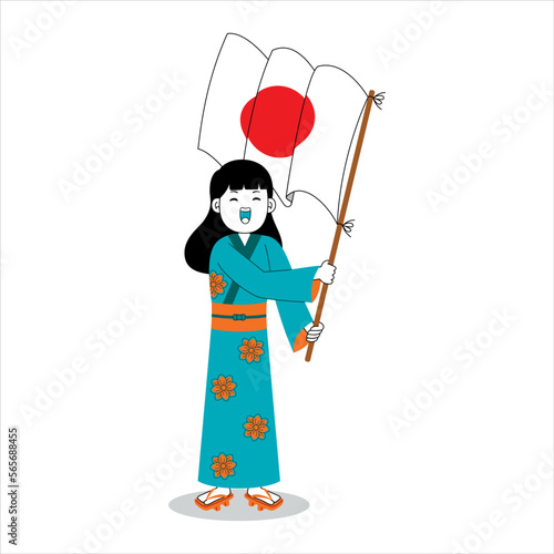 Woman celebrate japan independence day