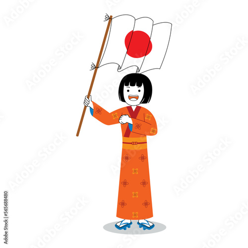Woman celebrate japan independence day