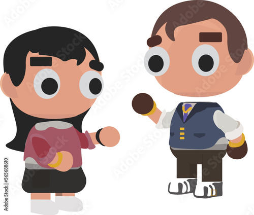 set of funny cartoon toys