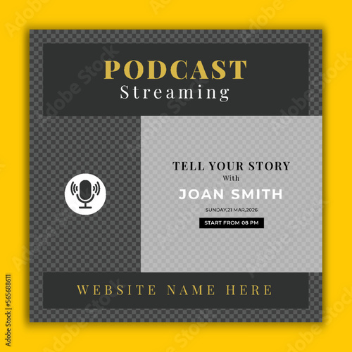 Podcast streaming promotional social media post template editable vector eps file