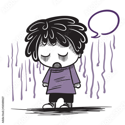 Children’s Mental Disorders vector illustration. A child with mental health problems. 