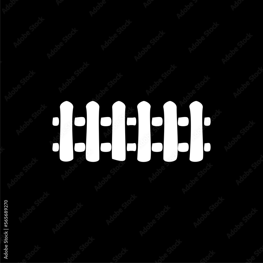 Obraz premium Wooden fence hand drawn icondoodle illustration on black background.