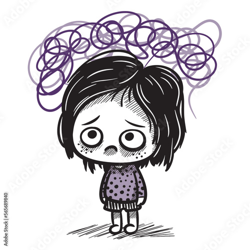 Children’s Mental Disorders vector illustration. A child with mental health problems. 