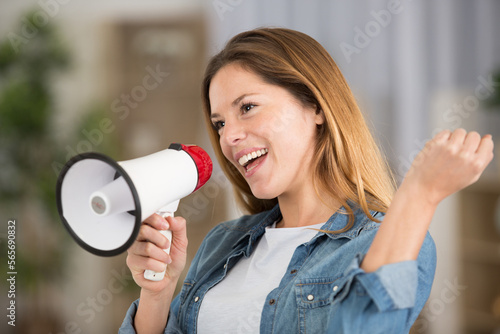 portrait of adult woman with megaphone