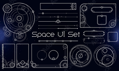 Set of Space User Interface Elements. Ethnic and tribal style. Circle Geometry. Vector Illustration EPS10