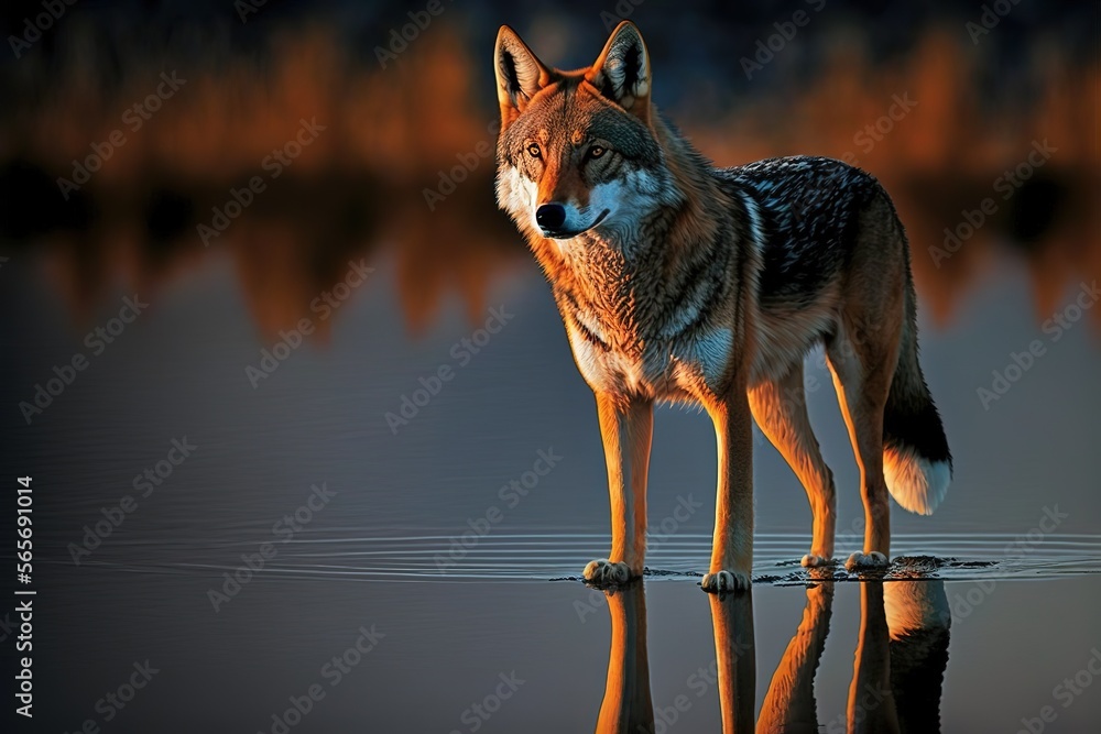 Steppe wolf Stock Photo, Wildlife Photography. Generative Ai Stock ...