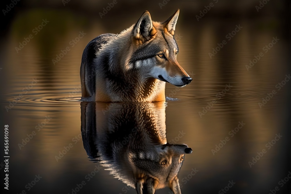 Steppe wolf Stock Photo, Wildlife Photography. Generative Ai Stock ...