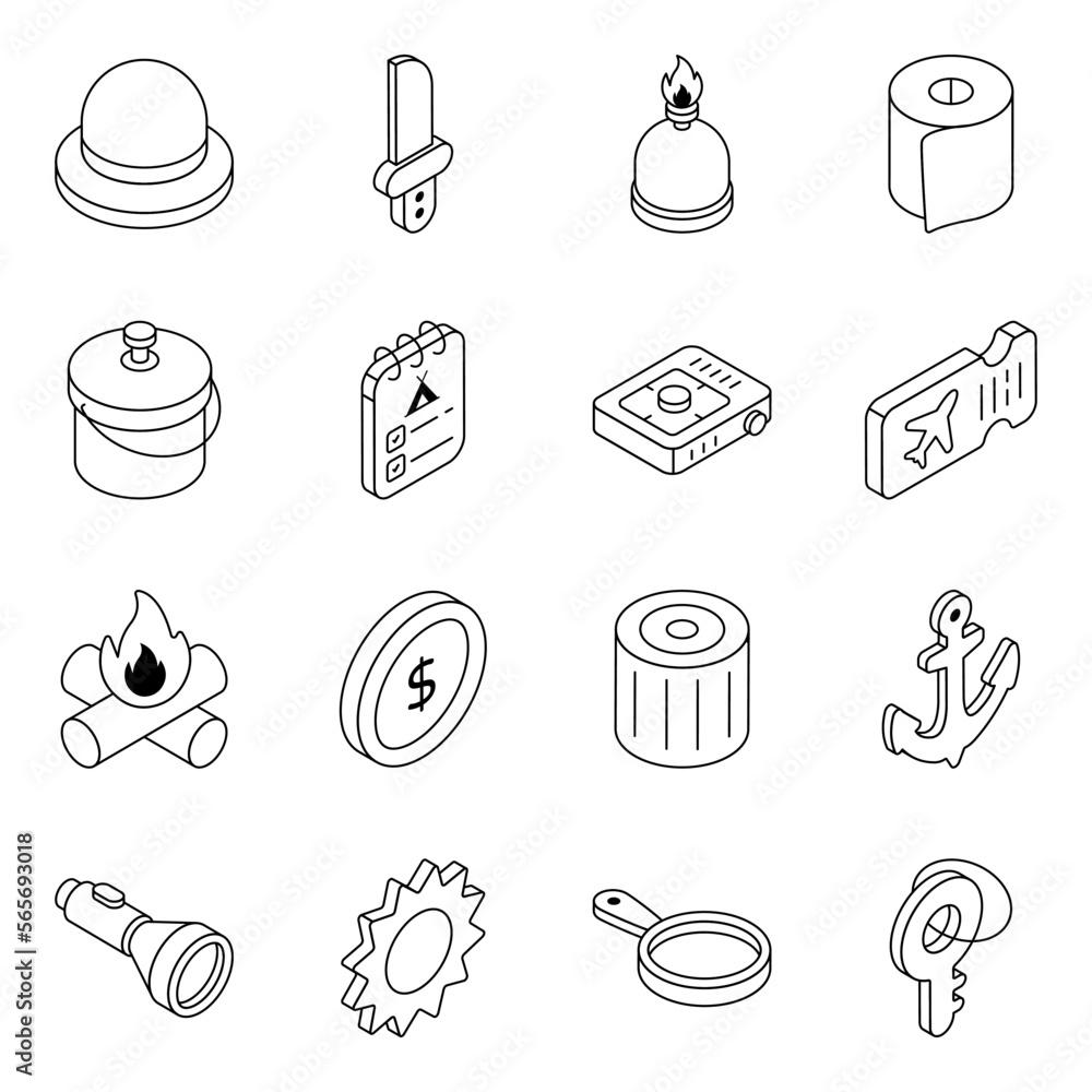 Pack of Camping Linear Icons 

