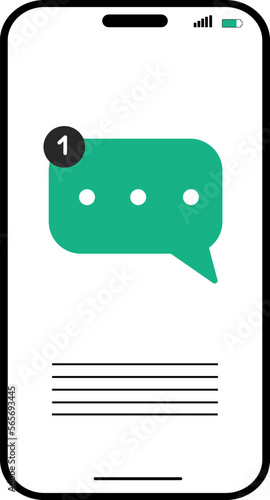 mobile phone notification on transparent background