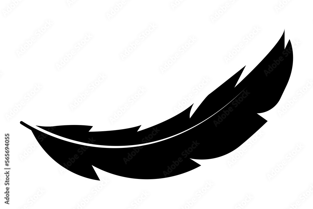 Feather silhouette vector black icon Feather silhouette vector black icon