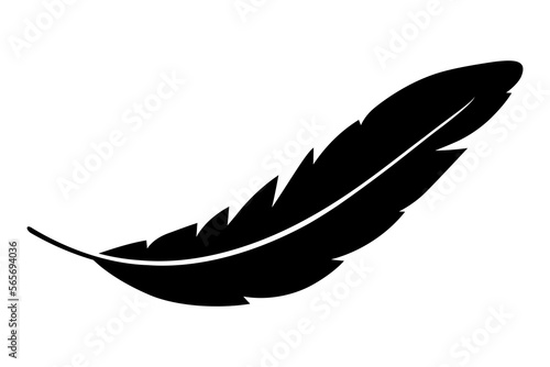 Feather silhouette vector black icon