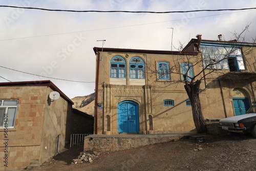 Wallpaper Mural Bright elements in old houses in the mountain village of Chokh in Dagestan: walls, roofs, doors and window frames. Torontodigital.ca