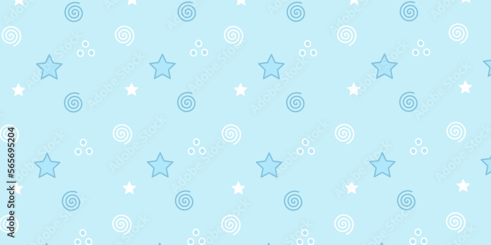 Abstract simple shape pattern background. Blue wallpaper with star and spiral