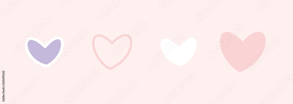 Set of cute love in various style. Girls design element and ornament